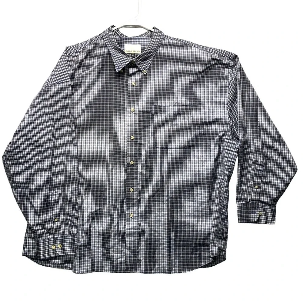 Eagle Crest Shirt Mens Size Big 3X Long Sleeve ButtonUp Checkered Classic Casual